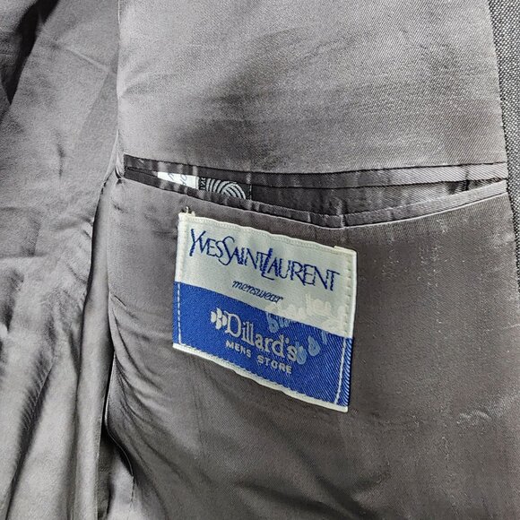 Yves Saint Laurent Mens Gray Blazer Pinstripes‎ Size 48R Wool Button Closure - Picture 6 of 10